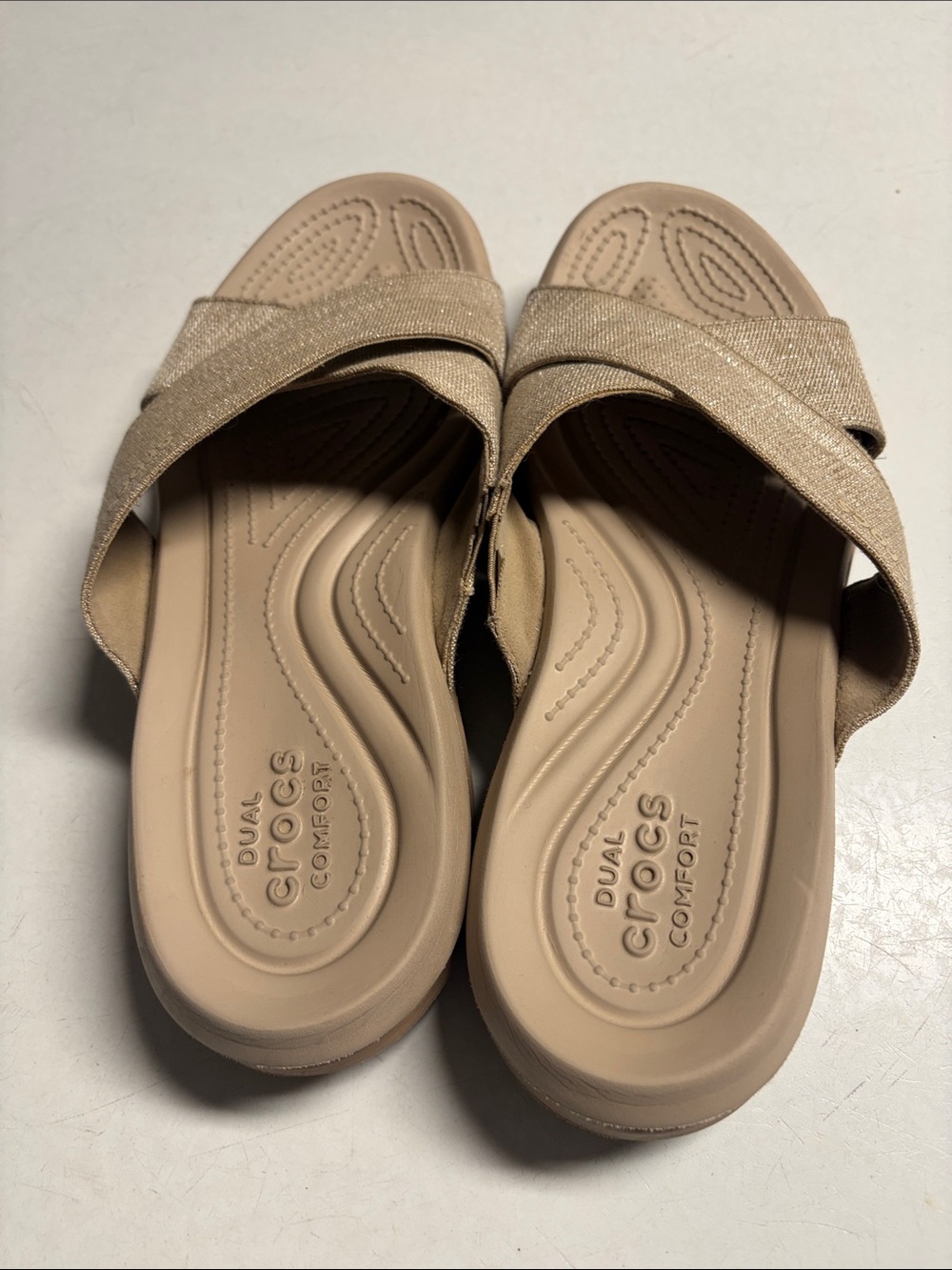 CROCS Women’s Tan Crisscross Slip-On Sandals - Picture 3 of 3